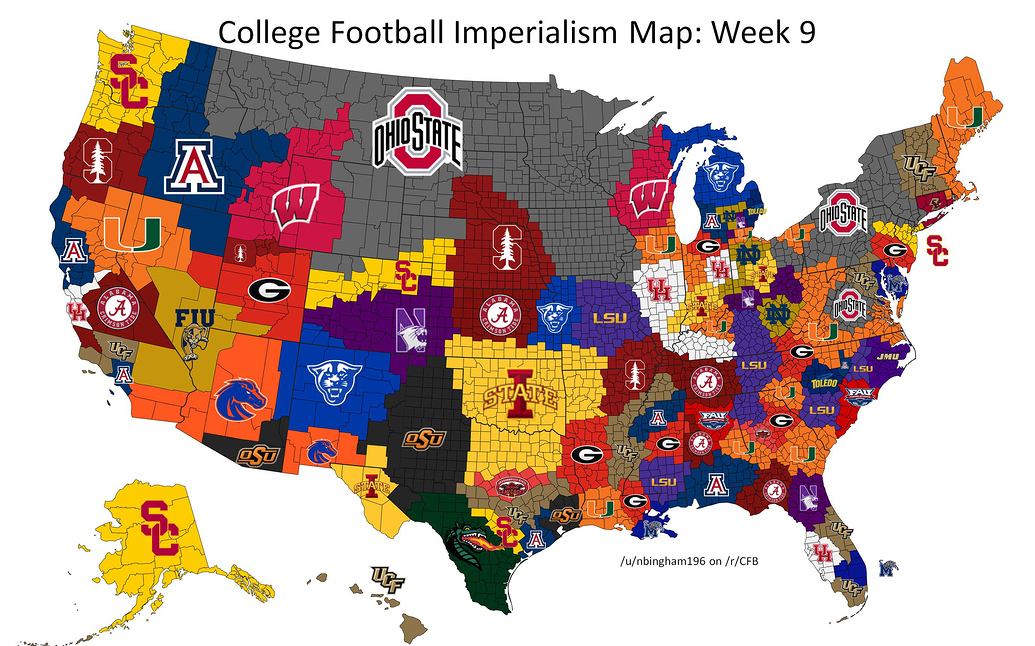 College Football Imperialism Map - Cougar Football - Coogfans