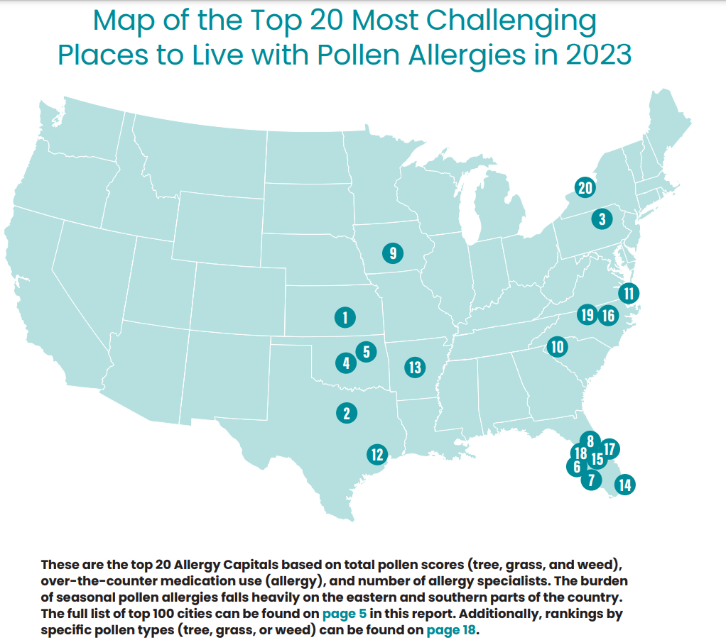 Top 20 Allergy Cities 2023 (Houston 12) The Satellite Coogfans