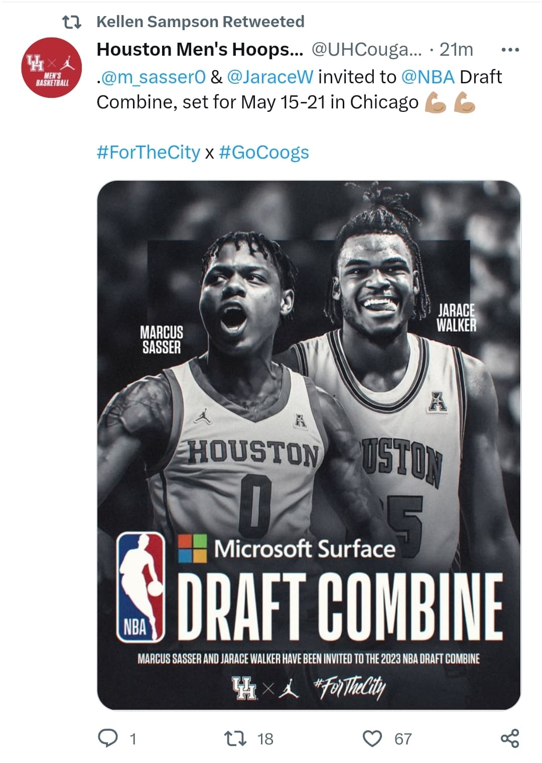 2023 NBA DRAFT COMBINE invites Cougar Basketball Coogfans