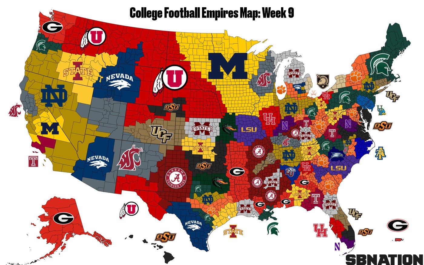 College Football Empires Map College Football Empire Map - Cougar Football - Coogfans